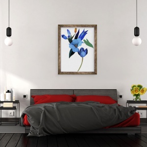 Tablou inramat - Hiroyuki Izutsu - Lalele si flori albastre, 60 x 80 cm - Img 3