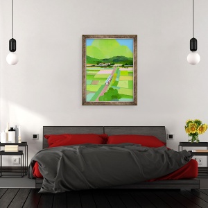 Tablou inramat - Hiroyuki Izutsu - Mare munte verde si camp de orez, 60 x 80 cm - Img 3