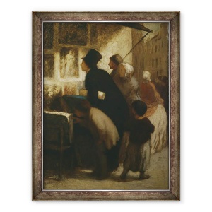 Tablou inramat - Honore Daumier - in afara magazinului vanzatorului de tiparire, 70 x 90 cm