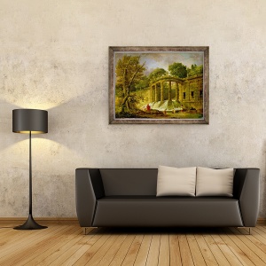 Tablou inramat - Hubert Robert - Pavilion cu cascada, 60 x 80 cm - Img 2