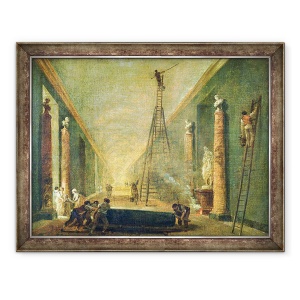 Tablou inramat - Hubert Robert - Vedere la Marea Galerie a Luvru in timpul restaurarii, 60 x 80 cm