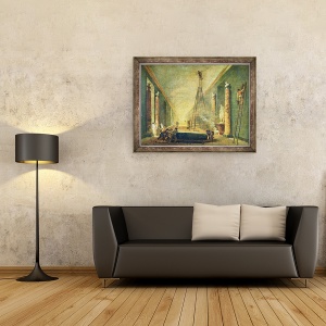 Tablou inramat - Hubert Robert - Vedere la Marea Galerie a Luvru in timpul restaurarii, 60 x 80 cm - Img 2