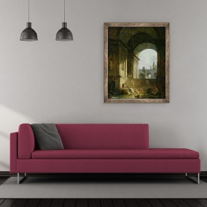 Tablou inramat - Hubert Robert - Vedere pitoreasca a Capitoliului, 70 x 85 cm - Img 2