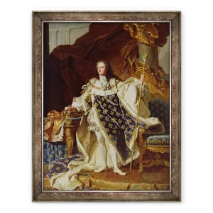 Tablou inramat - Hyacinthe Francois Rigaud - Portretul lui Ludovic al XV-lea 1715-74 in robe de incoronare, 60 x 80 cm
