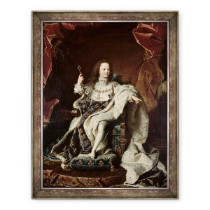 Tablou inramat - Hyacinthe Francois Rigaud - Portretul lui Ludovic al XV-lea 1710-74 in robe incoronare, 60 x 80 cm