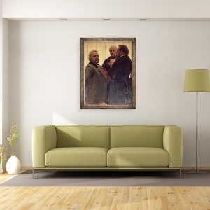 Tablou inramat - Ilya Efimovich Repin - Vladimir Odoevski 1803-69, Mily Balakirev 1837-1910 si Mihail Ivanovici Glinka 1804-57, 60 x 80 cm - Img 2