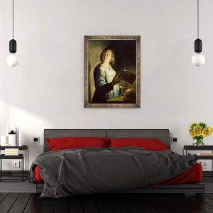 Tablou inramat - Isaac de Jouderville - Tanara femeie cu o lumanare, 70 x 90 cm - Img 3