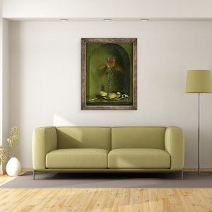 Tablou inramat - Isaac Luttichuys - Natura moarta cu paine si sticla de vin, 60 x 80 cm - Img 2