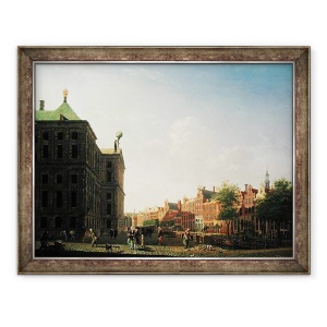 Tablou inramat - Isaak Ouwater - O vedere de-a lungul Nieuwezijds Voorburgwal in Amsterdam arata partea din spate a Palatului Regal, 60 x 80 cm