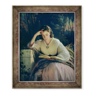 Tablou inramat - Ivan Nikolaevich Kramskoy - Citirea portretul sotiei artistului, 70 x 85 cm