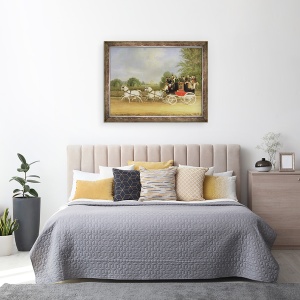 Tablou inramat - James Pollard - Antrenorul Londra-Farringdon trecand prin Buckland House, 70 x 90 cm - Img 3