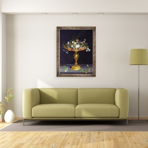Tablou inramat - Jan Brueghel the Elder - Flori intr-un Tazza de Aur, 60 x 80 cm - Img 2