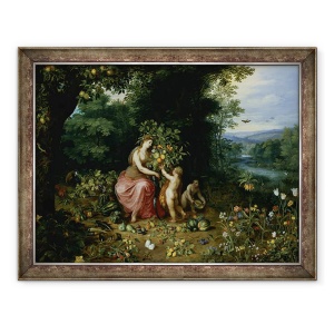Tablou inramat - Jan Brueghel the Younger - Alegorie a abundentei ulei pe panou, 70 x 90 cm