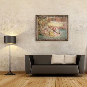 Tablou inramat - Jan Cornelisz Vermeyen - Campania imparatului Carol al V-lea impotriva turcilor la Tunis in 1535, Batalia de la Goletta, detaliu al unui cal fiind coborat intr-o barca, 60 x 80 cm - Img 2