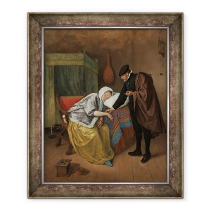 Tablou inramat - Jan Havicksz. Steen - Femeia bolnava, 50 x 60 cm