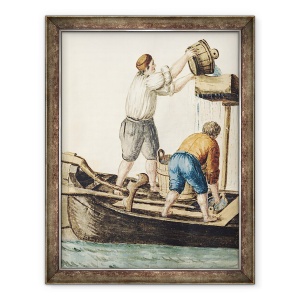 Tablou inramat - Jan van Grevenbroeck - Boatmen toarna apa proaspata in conducte, 60 x 80 cm