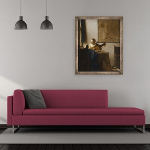 Tablou inramat - Jan Vermeer - Femeie cu lauta, 50 x 60 cm - Img 2
