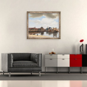 Tablou inramat - Jan Vermeer - Vedere spre Delft, 50 x 60 cm - Img 2