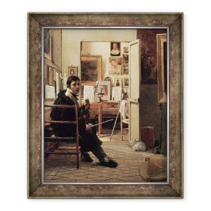 Tablou inramat - Jean Alaux - Studioul de Ingres din Roma I, 50 x 60 cm