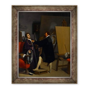 Tablou inramat - Jean Auguste Dominique Ingres - Aretino in studioul lui Tintoretto, 70 x 85 cm