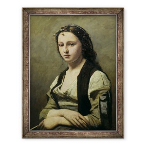 Tablou inramat - Jean Baptiste Camille Corot - Femeia cu perla, 70 x 90 cm