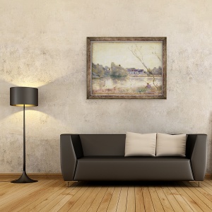 Tablou inramat - Jean Baptiste Camille Corot - Iazul de la Villa dAvray, 60 x 80 cm - Img 2