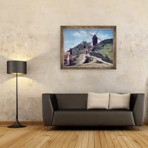Tablou inramat - Jean Baptiste Camille Corot - O moara de vant la Montmartre, 60 x 80 cm - Img 2