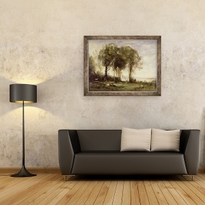 Tablou inramat - Jean Baptiste Camille Corot - Pastarii Castelului Gandolfo, 60 x 80 cm - Img 2