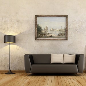 Tablou inramat - Jean Baptiste Camille Corot - Portul La Rochelle, 70 x 90 cm - Img 2