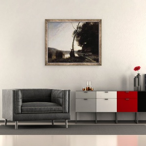 Tablou inramat - Jean Baptiste Camille Corot - Steaua de Seara, 50 x 60 cm - Img 2