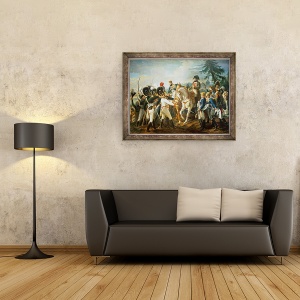 Tablou inramat - Jean Baptiste Debret - Napoleon si trupele bavareze si Wurttemberg din Abensberg, 60 x 80 cm - Img 2