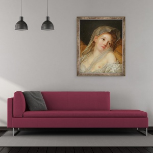 Tablou inramat - Jean Baptiste Greuze - Un visator, 70 x 85 cm - Img 2