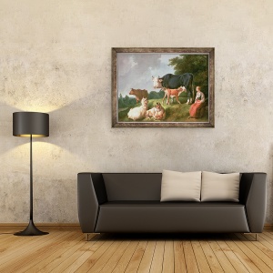 Tablou inramat - Jean-Baptiste Huet - Scena Pastorala, 60 x 80 cm - Img 2