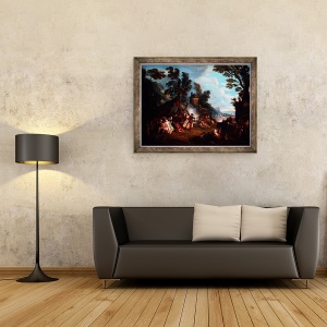 Tablou inramat - Jean-Baptiste Joseph Pater - Partidul in tabara armatei, 60 x 80 cm - Img 2