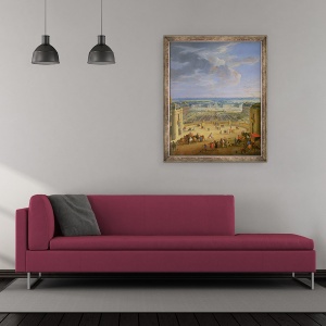 Tablou inramat - Jean-Baptiste Martin - Vedere in perspectiva de la castelul de la Versailles din Place dArmes si grajduri, 50 x 60 cm - Img 2