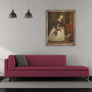Tablou inramat - Jean-Baptiste Simeon Chardin - Broderetul, 70 x 85 cm - Img 2