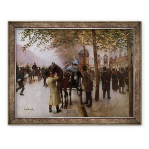 Tablou inramat - Jean Beraud - Bulevardele, Seara in fata Cafenelei Napolitain, 70 x 90 cm