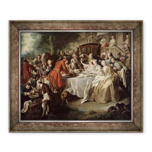 Tablou inramat - Jean Francois de Troy - Pranzul Hunt, detaliile meserilor, 50 x 60 cm