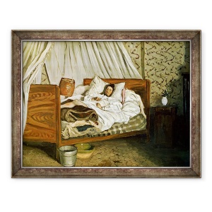 Tablou inramat - Jean Frederic Bazille - Ambulanta improvizata, Pictorul Monet ranit la Chailly-en-Biere, 60 x 80 cm