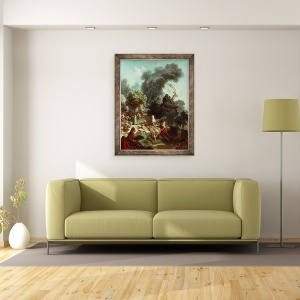 Tablou inramat - Jean-Honore Fragonard - Progresul iubirii, Iubitul incoronat, 70 x 90 cm - Img 2