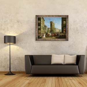 Tablou inramat - Jean Zippel - Trecerea suveranilor aliati in fata Porte Saint-Denis, 60 x 80 cm - Img 2