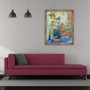 Tablou inramat - Joan Thewsey - Cabana Interior, cu Cat, 2000, 50 x 60 cm - Img 2