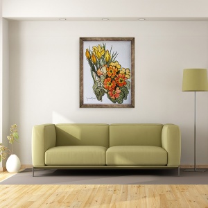 Tablou inramat - Joan Thewsey - Crocus si Primrose, 70 x 90 cm - Img 2