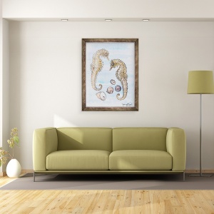 Tablou inramat - Joan Thewsey - Doi caluti de mare, cu scoici, 2000, 60 x 80 cm - Img 2
