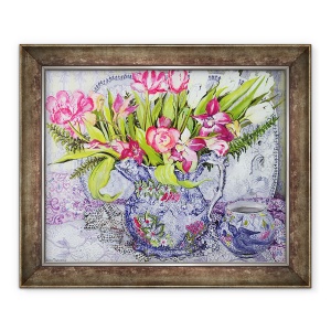 Tablou inramat - Joan Thewsey - Lalele roz si albe, 50 x 60 cm