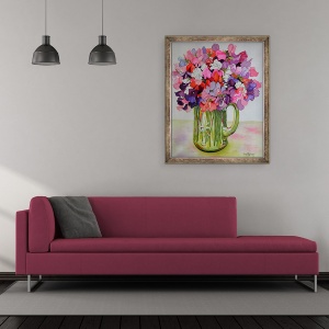 Tablou inramat - Joan Thewsey - Mazare dulce intr-un ulcior de sticla, 50 x 60 cm - Img 2