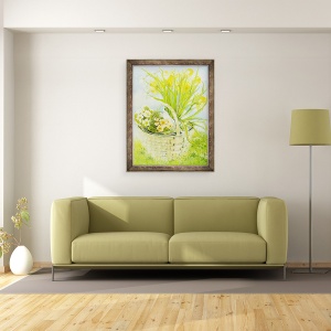Tablou inramat - Joan Thewsey - Narcisele si primulele intr-un cos, 60 x 80 cm - Img 2