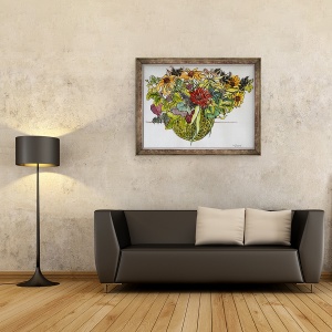 Tablou inramat - Joan Thewsey - Rudbeckia cu frunzis in cos, 2011, 70 x 90 cm - Img 2