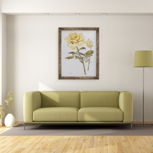 Tablou inramat - Joan Thewsey - Trandafir galben cu frunze cu Bud, 2012, 70 x 90 cm - Img 2
