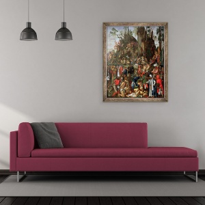 Tablou inramat - Johann Christian Ruprecht - Martiriul celor zece mii, copie a unui tablou de Albrecht Durer, 50 x 60 cm - Img 2